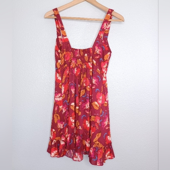 Intimately Free People Lattice Lovers Lace-Up Floral Ruffle Mini Dress - Picture 3 of 14